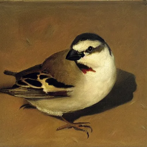 Prompt: a sparrow, by Velazquez, oil on canvas