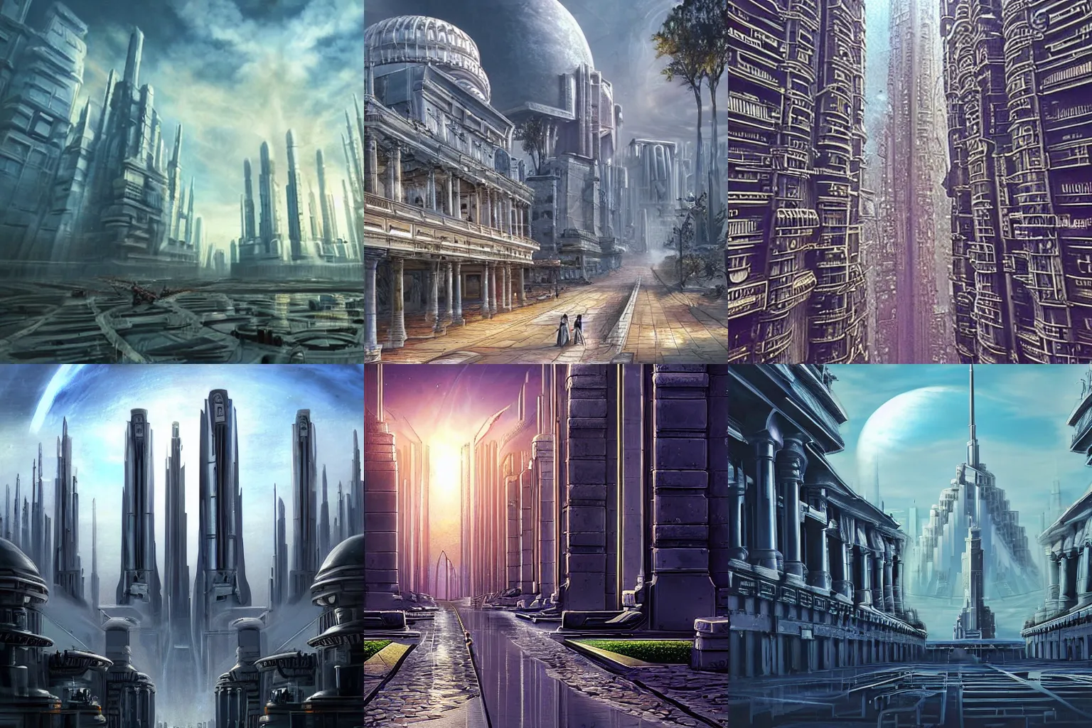 Prompt: beautiful photo of sci-fi classical city at noon