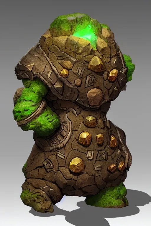 Image similar to zelda fantasy art giant golem troll wood rock greeble gemstone, global illumination ray tracing hdr fanart arstation by sung choi and eric pfeiffer and gabriel garza and casper konefal