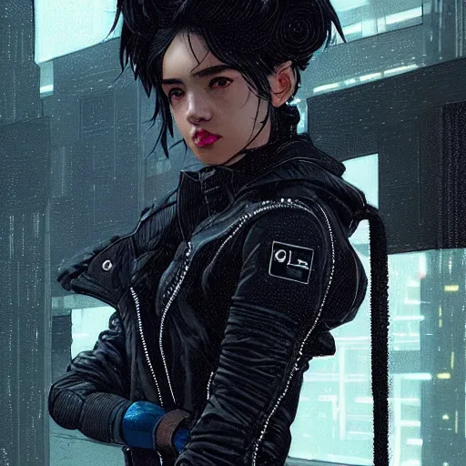 Prompt: very cool girl black hair woman, streetwear, techwear, cyberpunk style outfit, full body, detailed portrait, intricate complexity, by greg rutkowski, james gilleard, atey ghailan, artgerm, ross tran, conrad roset, takato yomamoto, ilya kuvshinov. 4 k, beautiful, cinematic dramatic atmosphere