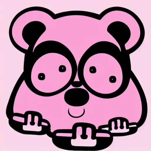 Image similar to a cute pink cuddly bear wearing headphones vector logo