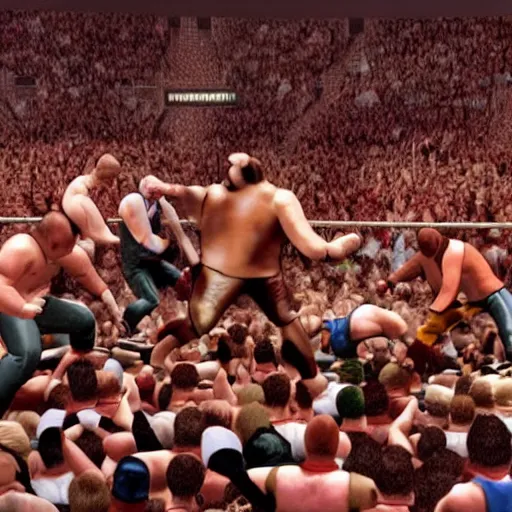 Prompt: WWF royal rumble 1998, realistic render