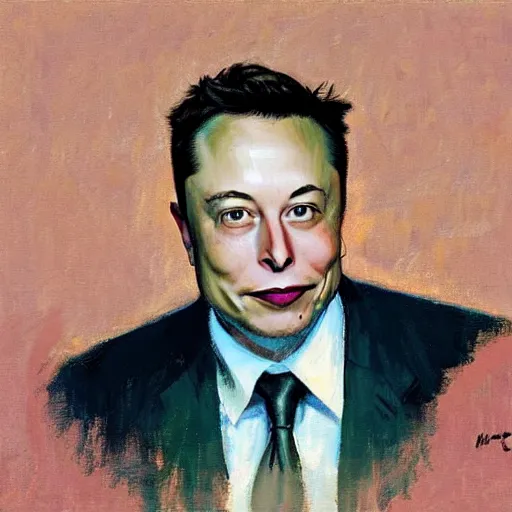 Image similar to elon musk, by colin campbell cooper