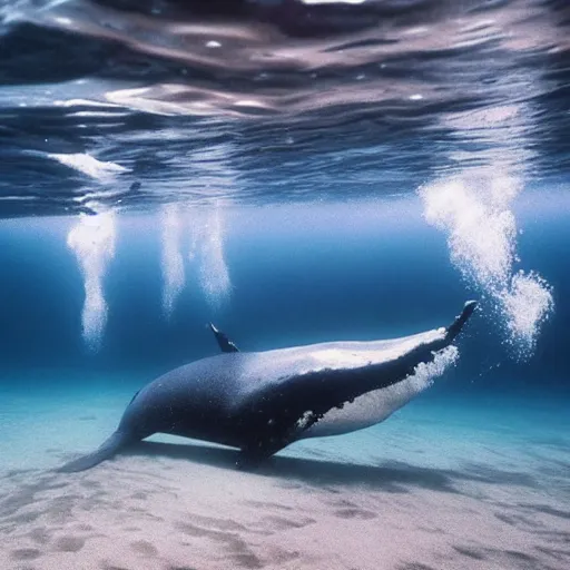 Prompt: photo of an underwater creature larger than a whale