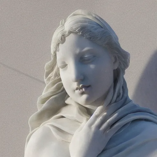 Image similar to “a delicate renaissance marble sculpture covered with water veil, highly detailed transparent marble cloth, gi, global illumination, physically based rendering, photorealistic, cinematic light , dark background”