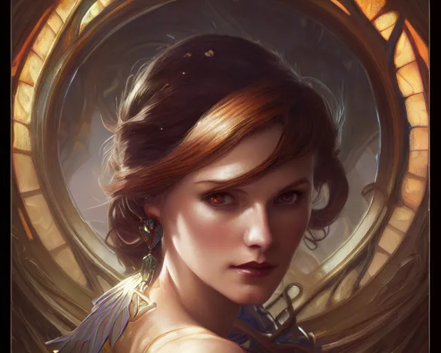 Image similar to photography of gwenda morgan, deep focus, d & d, fantasy, intricate, elegant, highly detailed, digital painting, artstation, concept art, matte, sharp focus, illustration, hearthstone, art by artgerm and greg rutkowski and alphonse mucha