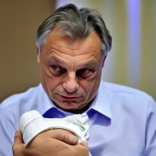 Image similar to viktor orban in a diaper