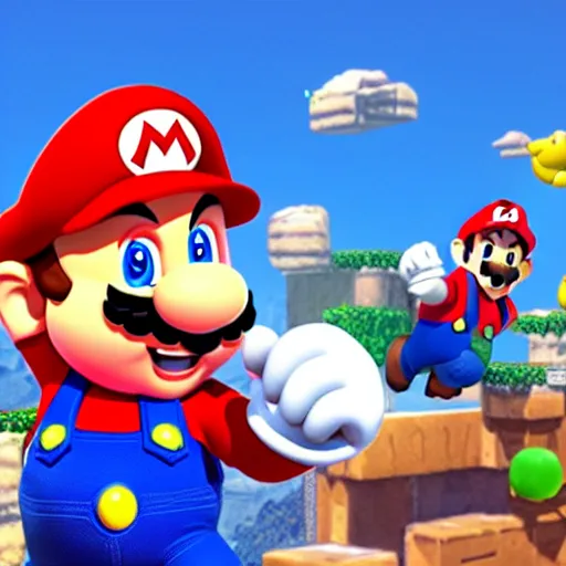 Image similar to screenshot from mario game dwayne the rock johnson as mario