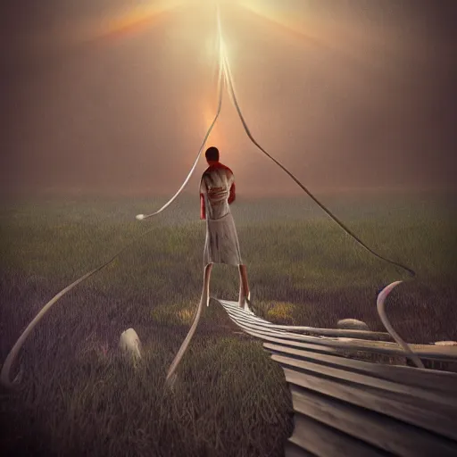 Prompt: here at the city limits i want to write you a letter let you understand the journey of my life in achieving goals obstacles that come and go painful, painful, gripping stabbing i hope always holy prayer from you dear love, my anchor. surrealism, volumetric lighting, trending on artstation.