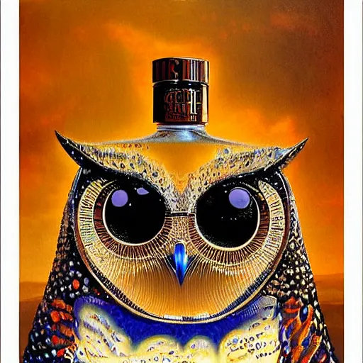 Prompt: reflective futuristic unique reservoir crystal owl pinot vodka chinon , by Bruce Pennington and J.M.W. Turner and Johfra Bosschart , pixel perfect , #micro , poster art