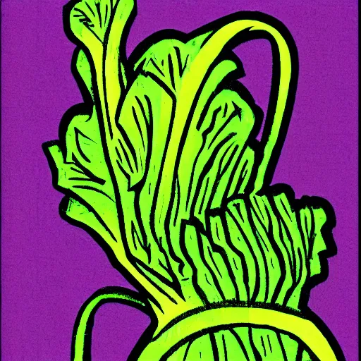 Image similar to cabbage head 50s art style