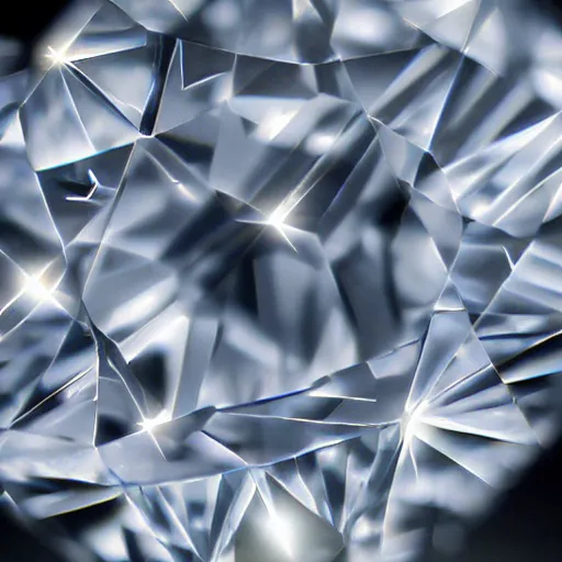 Image similar to a hyper detailed close up photograph of a diamond, sun in the background