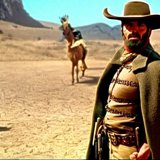 Image similar to a film still of Johnny Joestar in ''The Good, the Bad and the Ugly''(1966)