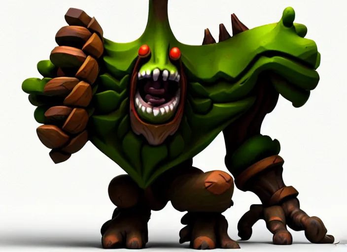 Prompt: wooden treant festeroot snarling head, stylized stl, 3 d render, activision blizzard style, hearthstone style, darksiders art style