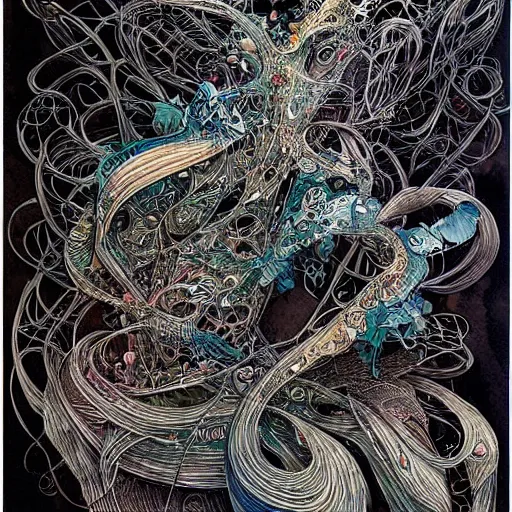 Image similar to pour painting art, watercolor, pen and ink, intricate lines, elegant, extreme detail, smooth, sharp focus, art by james jean