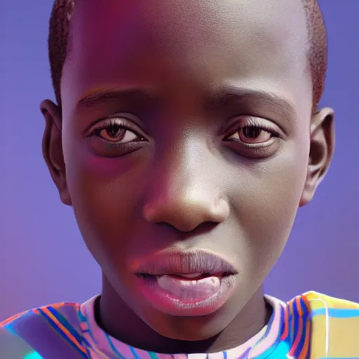 Image similar to portrait of a nigerian boy, james jean style, vfx art, unreal engine render, claymation style, colourful, volumetric light, digital painting, digital illustration, dramatic light,