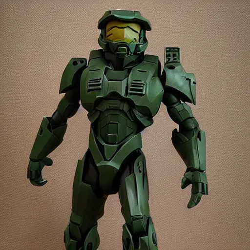 Image similar to master chief sculpted in the style of george tsougkouzidis