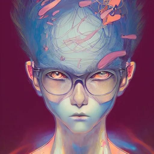 Image similar to prompt : wierd character portrait soft light painted by james jean and katsuhiro otomo and erik jones, inspired by evangeleon anime, smooth face feature, intricate oil painting, high detail illustration, sharp high detail, manga and anime 1 9 9 9