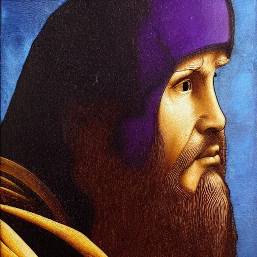 Image similar to thanos, a painting by leonardo da vinci, pixabay contest winner, academic art, da vinci, detailed painting, artwork