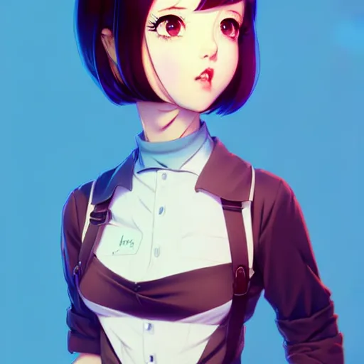 Prompt: a cute hourglass figure careless short hair medium height waitress mocks you, art by ilya kuvshinov and lois van baarle and ross tran, range murata, artgerm, norman rockwell, andy warhol, digital art, highly detailed, intricate, sharp focus, trending on artstation hq, deviantart, pinterest, ue 5, 4 k uhd img