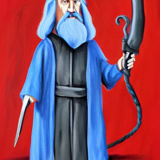 Image similar to gandalf as a robot, painting