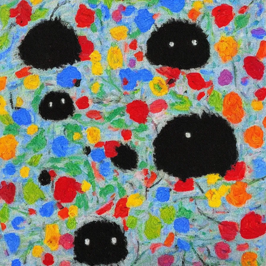 Image similar to soot sprite in the style of Maud Lewis, oil on canvas