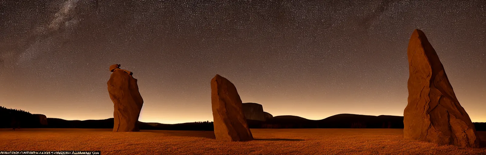 Image similar to to fathom hell or soar angelic, just take a pinch of psychedelic, medium format photograph of two colossal minimalistic necktie sculpture installations by antony gormley and anthony caro in yosemite national park, made from iron, marble, and limestone, granite peaks visible in the background, taken in the night