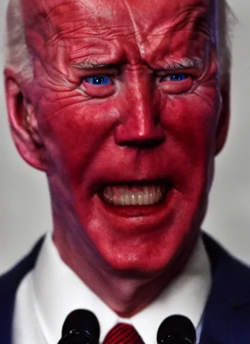 Prompt: hyper realistic ultra realistic cenobite photo furious glowing red eyes biden, high quality photo, detailed , 8k