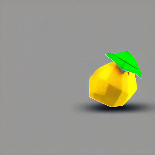 Image similar to a render of a low polygon lemon,