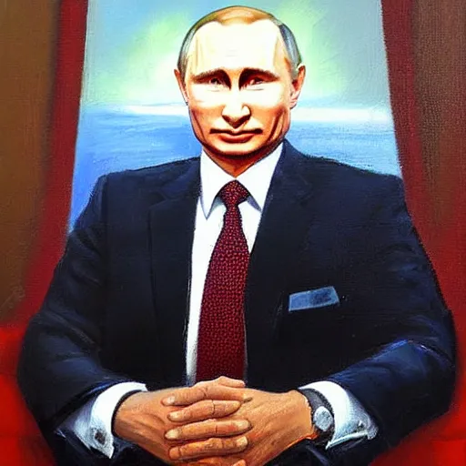 Prompt: oil painting portrait of president putin.