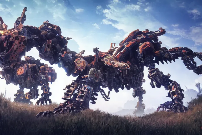 Image similar to shell - walker machine mecha animal beast robot of horizon forbidden west horizon zero dawn bioluminiscence global illumination ray tracing hdr fanart arstation by sung choi and eric pfeiffer and gabriel garza and casper konefal