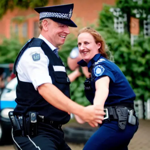 Image similar to Dutch police officer dancing with a farmer