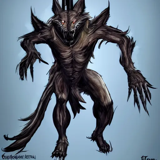 Prompt: a werewolf warframe