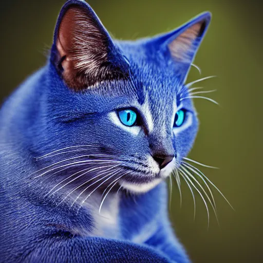 Image similar to photograph of a blue cat, detailed, high quality