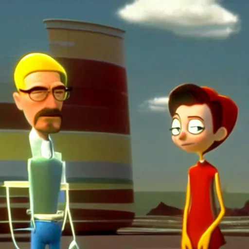 Image similar to A screenshot of Walter White in Meet The Robinsons (2007), low quality, vhs quality