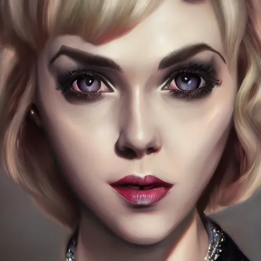 Image similar to Tiffany valentine, digital Painting, ultradetailed, artstation, oil Painting, ultradetailed, artstation