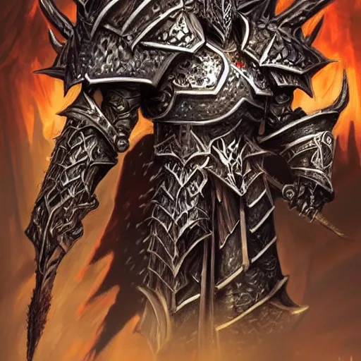 Image similar to heavy knight concept art inspired by archaon the everchosen, dark fantasy, intricate, highly detailed