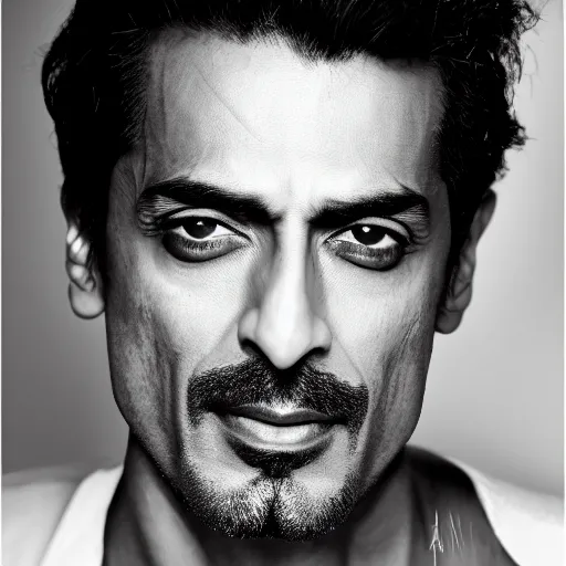 Prompt: portrait of arjun rampal, 1 0 0 mm, studio lighting, realistic