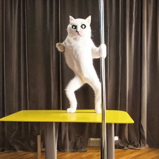 Image similar to photo of anthropomorphic cat pole dancing