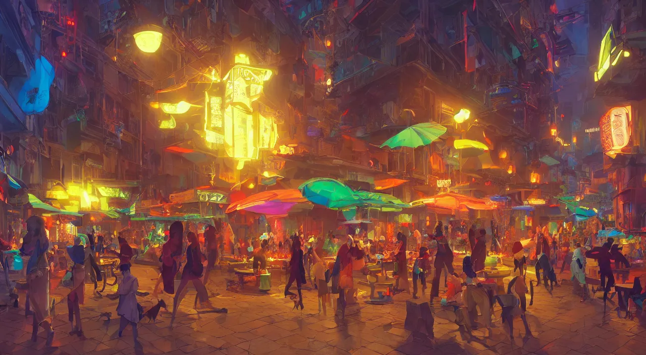 Image similar to bazaar zouk oriantal multicolorful sky shine place mosquet painting stylized digital video game icon global illumination ray tracing 8 k hd resolution, by ilya kuvshinov and cushart krentz and gilleard james