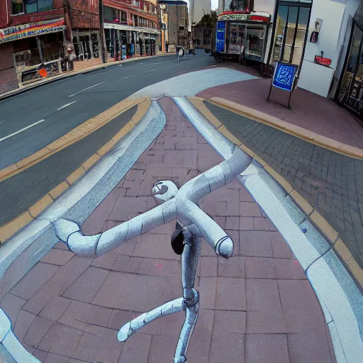 Prompt: 3 d sidewalk aerial