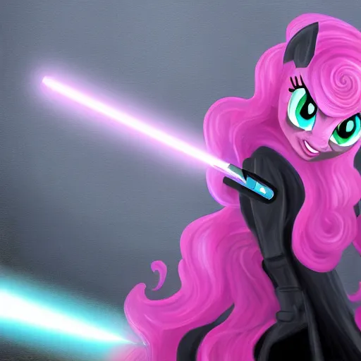 Prompt: pinkie pie as a sith lord, painting by Victor Nizotsev