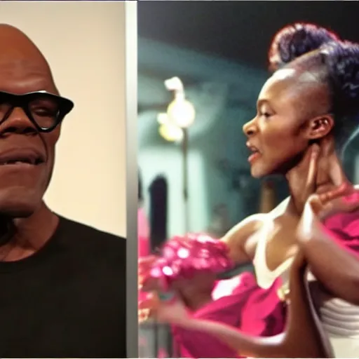 Image similar to Samuel L. Jackson as a ballerina, dancing gracefully