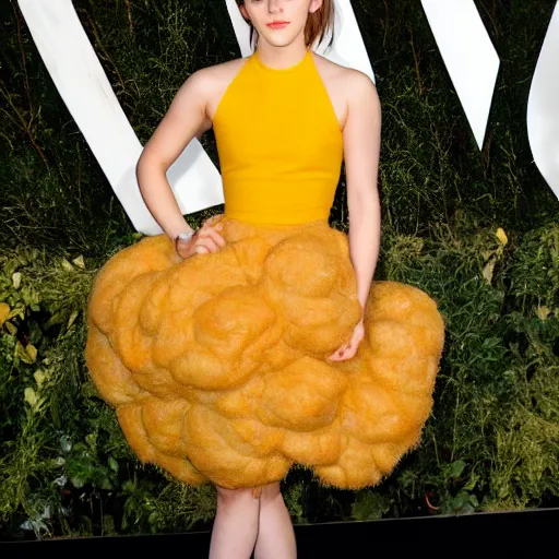 Prompt: emma watson dressed as a cheese puff, photography