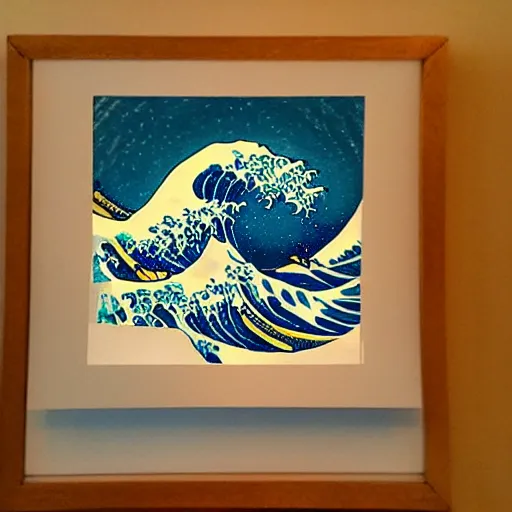 Image similar to the great wave painting made out of ramen