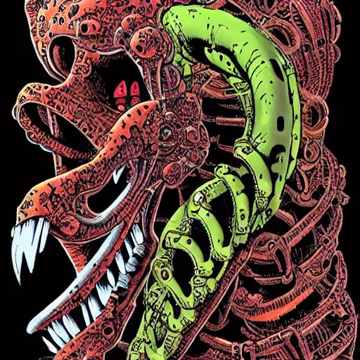 Prompt: a giant biomechanical alien monster by todd mcfarlane