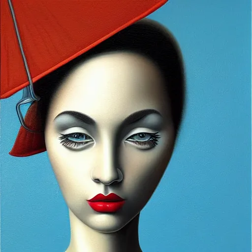 Prompt: skeuomorphic, airbrush art, minimalist, very detailed, detailed painting, an ultrafine detailed painting by rafal olbinski, a painting of a woman, pop surrealism, behance contest winner