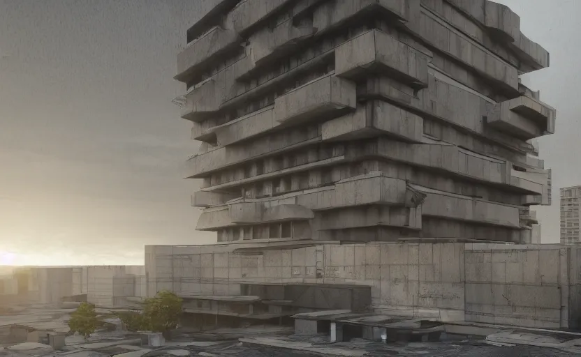 Image similar to brutalist architecture buildings, octane render, artstation trending, highly detailded