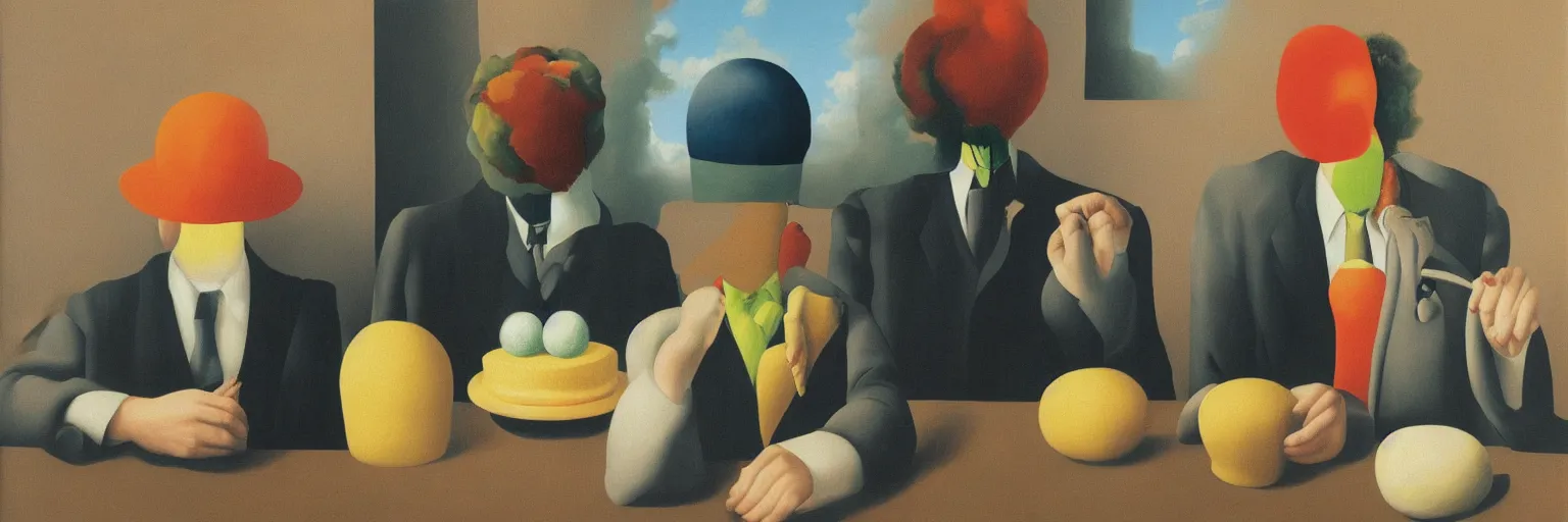 Image similar to cake painting magritte