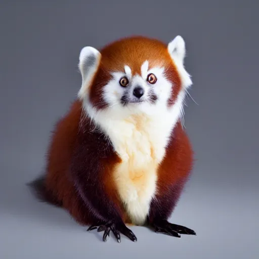 Image similar to cute fluffy cross between red panda and sugar glider, studio lighting, award winning